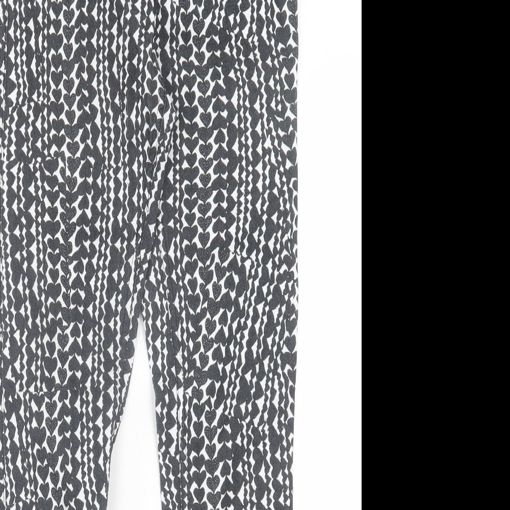 H&M Womens Black Geometric Cotton Jegging Trousers Size 10 L30 in Regular