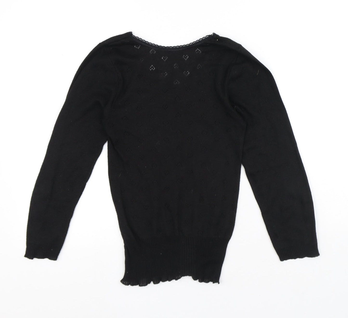 Preworn Womens Black Round Neck Polyester Pullover Jumper Size M