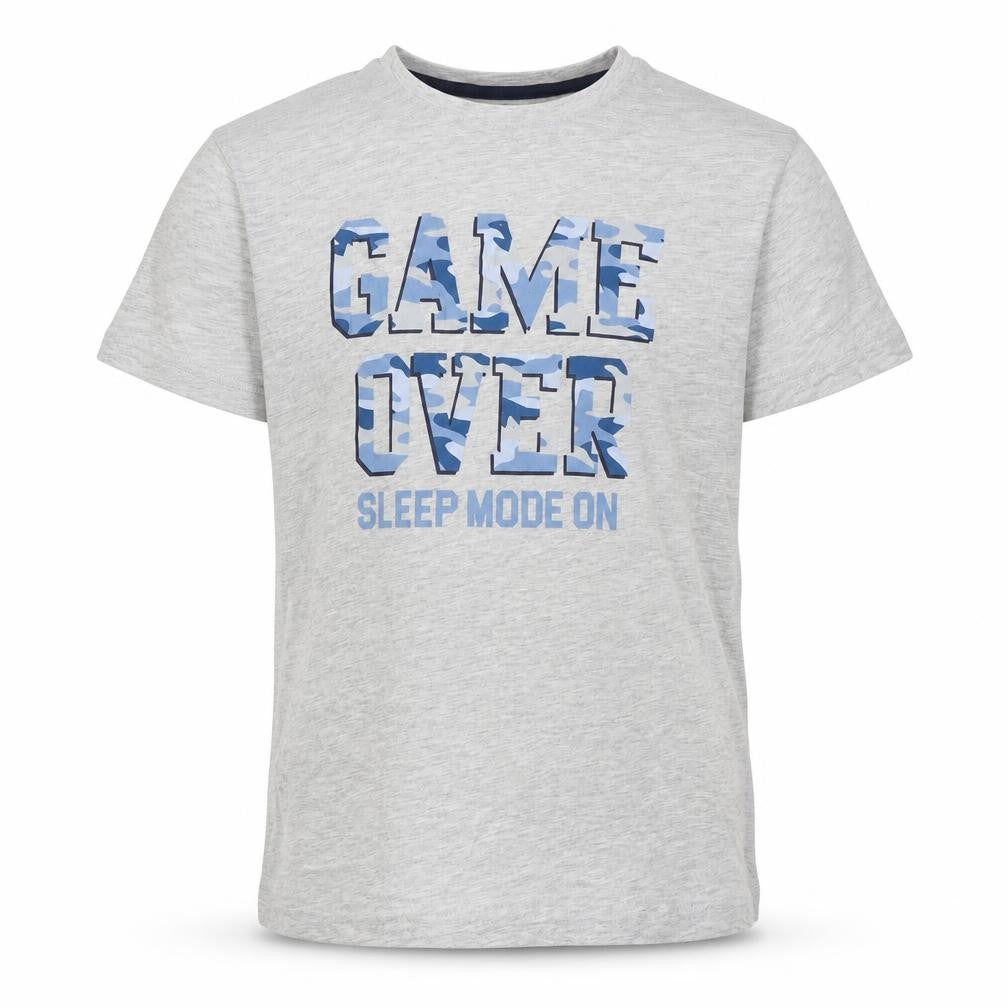 jeff&co Boys Grey Cotton Basic T-Shirt Size 11-12 Years Round Neck Pullover - Game Over