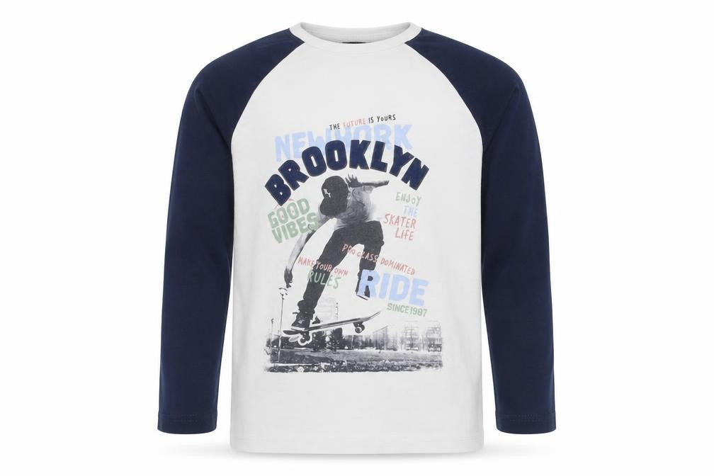 George Boys White Cotton Basic T-Shirt Size 6-7 Years Round Neck Pullover - Brooklyn Stakeboard