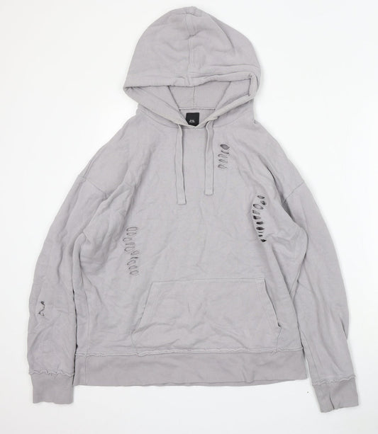 River Island Mens Grey Cotton Pullover Hoodie Size XS