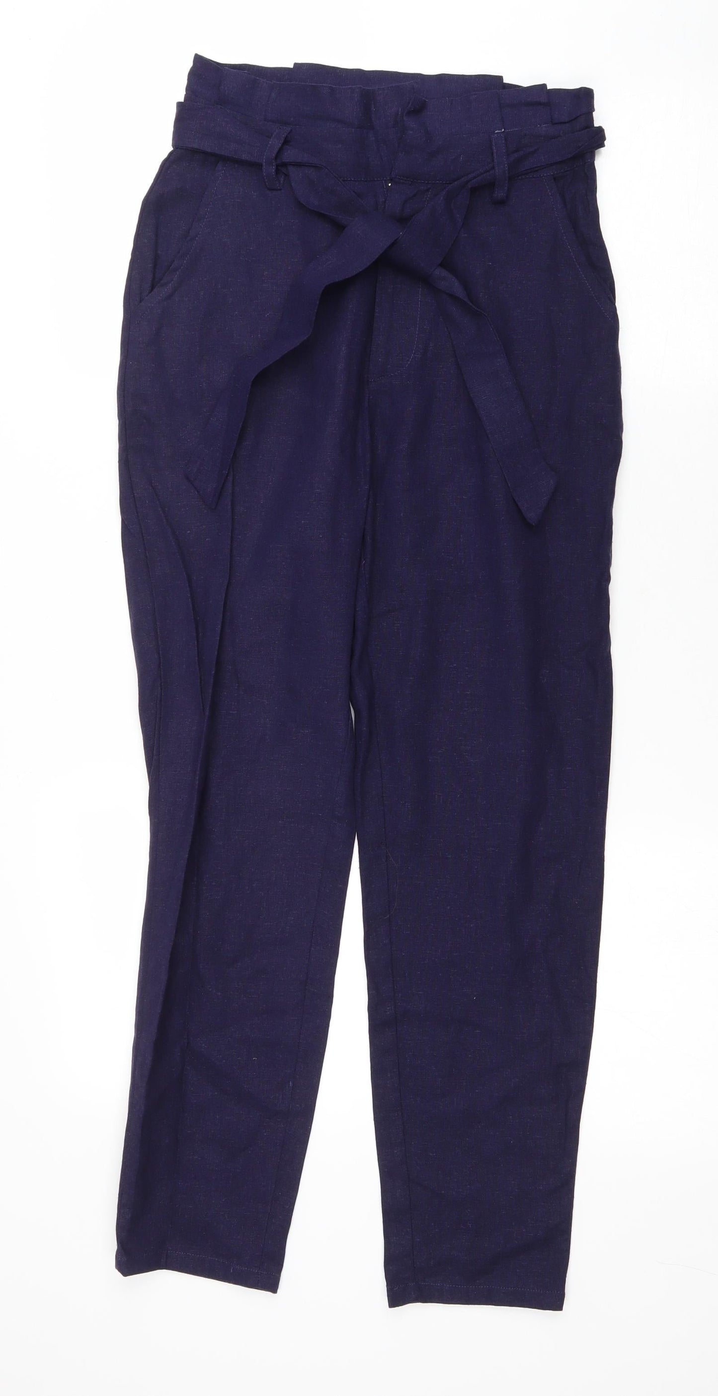 JustFab Womens Black Linen Carrot Trousers Size XS L27 in Regular Zip