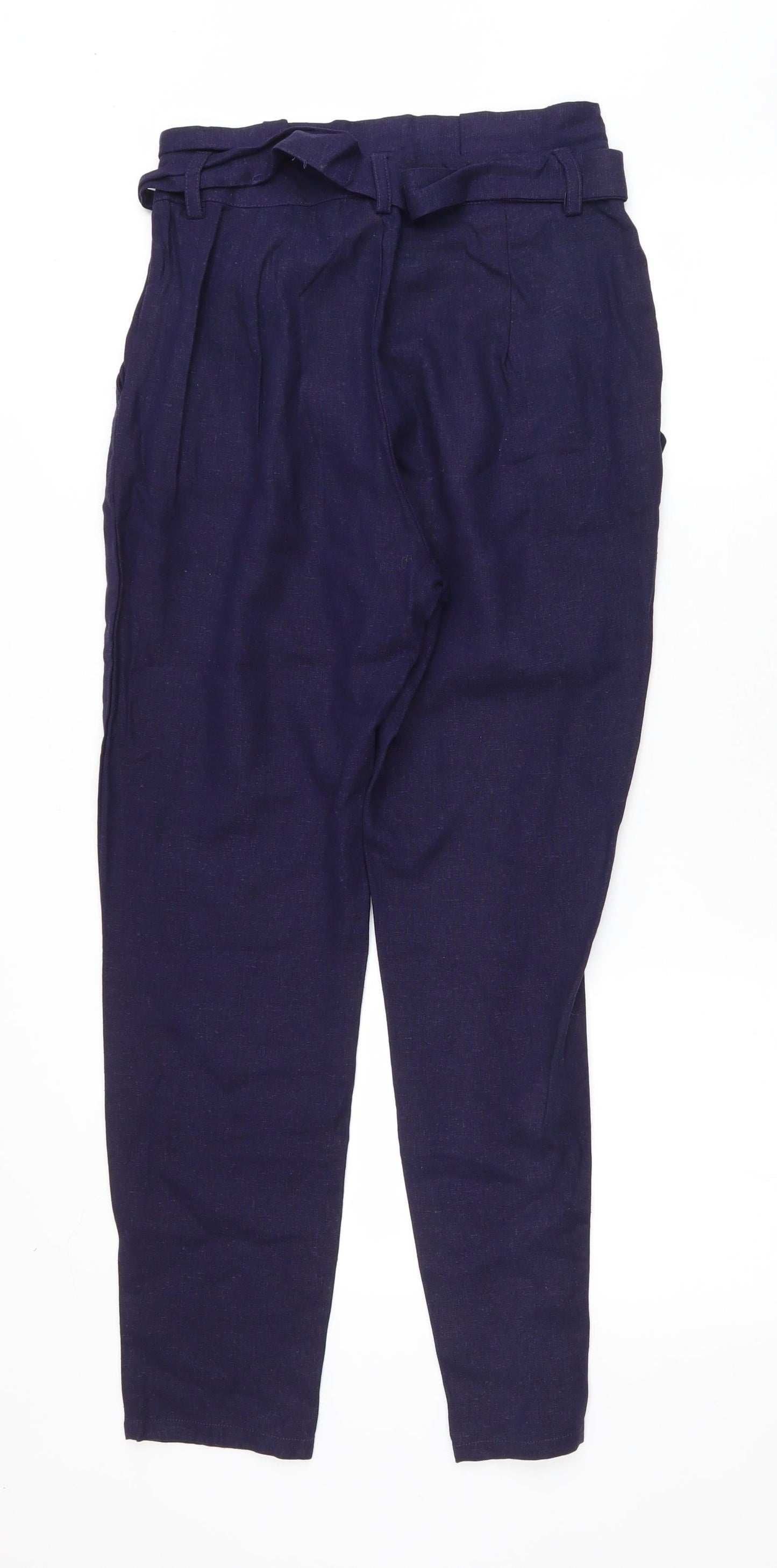 JustFab Womens Black Linen Carrot Trousers Size XS L27 in Regular Zip