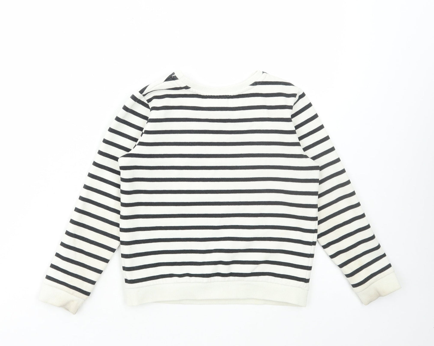 Preworn Girls White Striped Polyester Pullover Sweatshirt Size 6 Years Pullover - Mouse