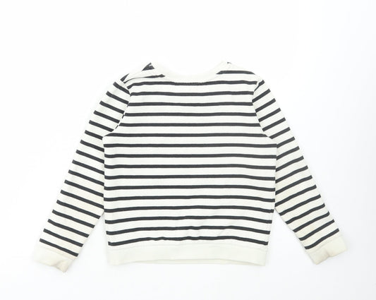 Preworn Girls White Striped Polyester Pullover Sweatshirt Size 6 Years Pullover - Mouse
