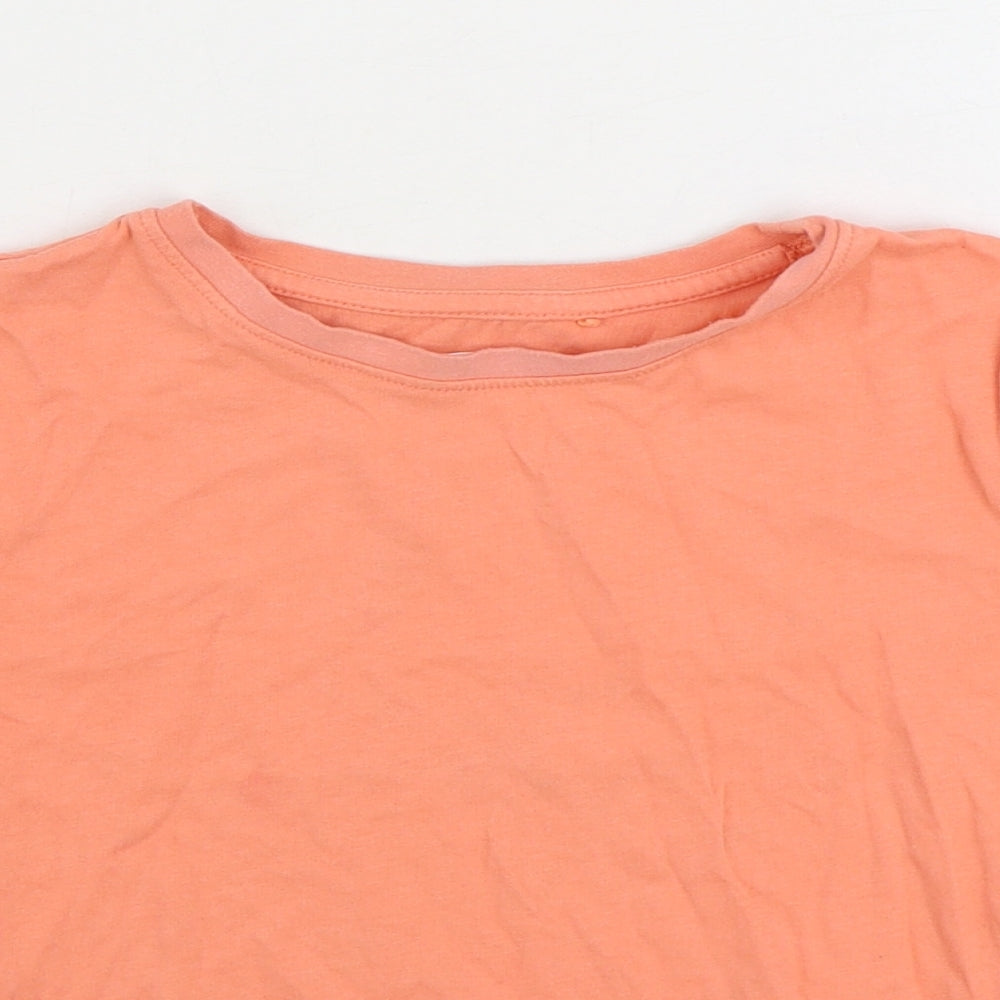 NEXT Girls Orange 100% Cotton Basic T-Shirt Size 6 Years Round Neck Pullover