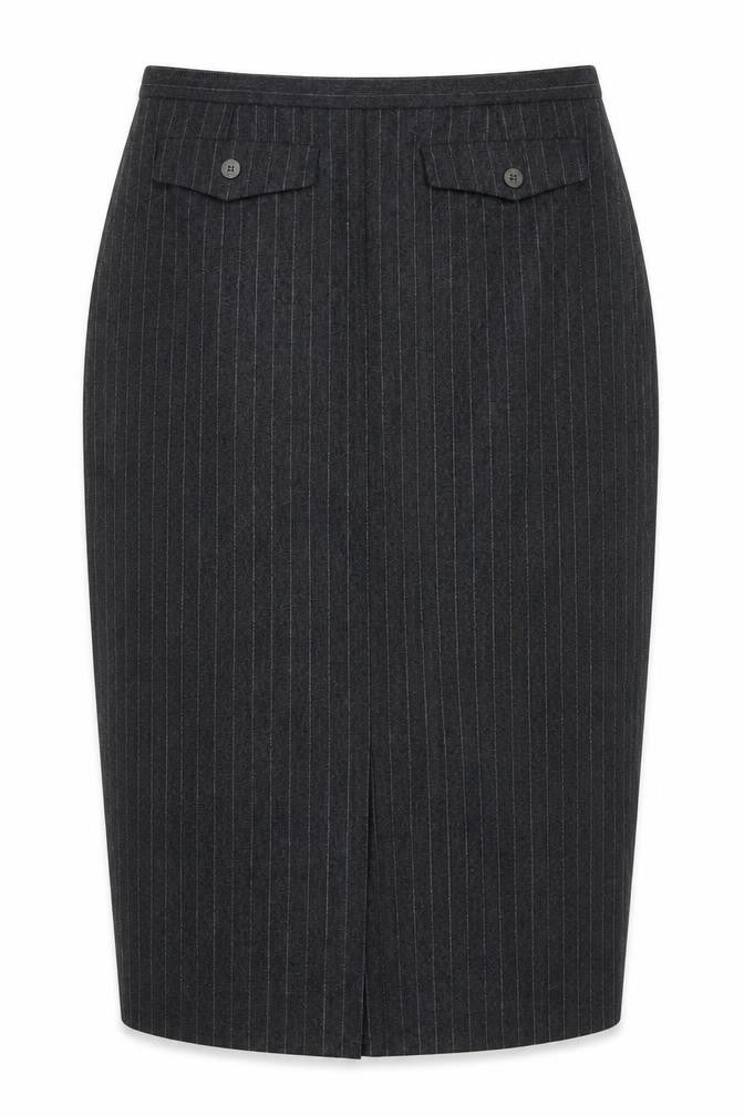GARDEUR Womens Grey Striped Wool Straight & Pencil Skirt Size 12 Zip