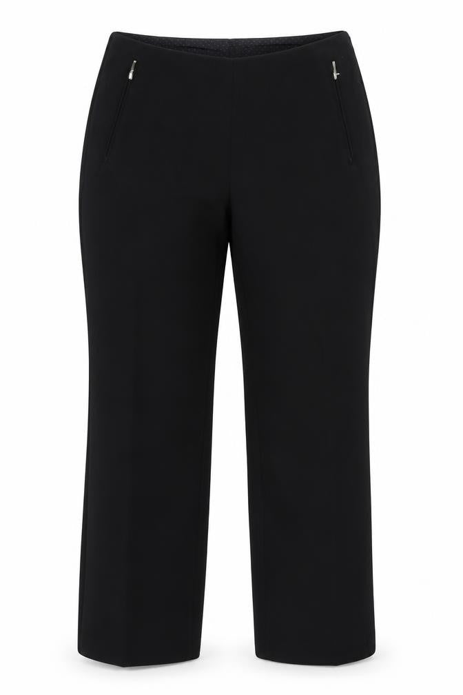 Marks and Spencer Womens Black Polyester Trousers Size 12 L28 in Regular Zip