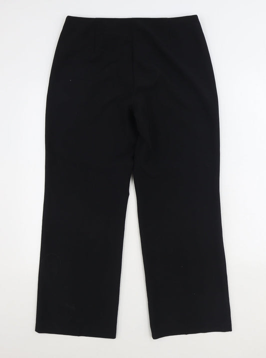 Marks and Spencer Womens Black Polyester Trousers Size 12 L28 in Regular Zip