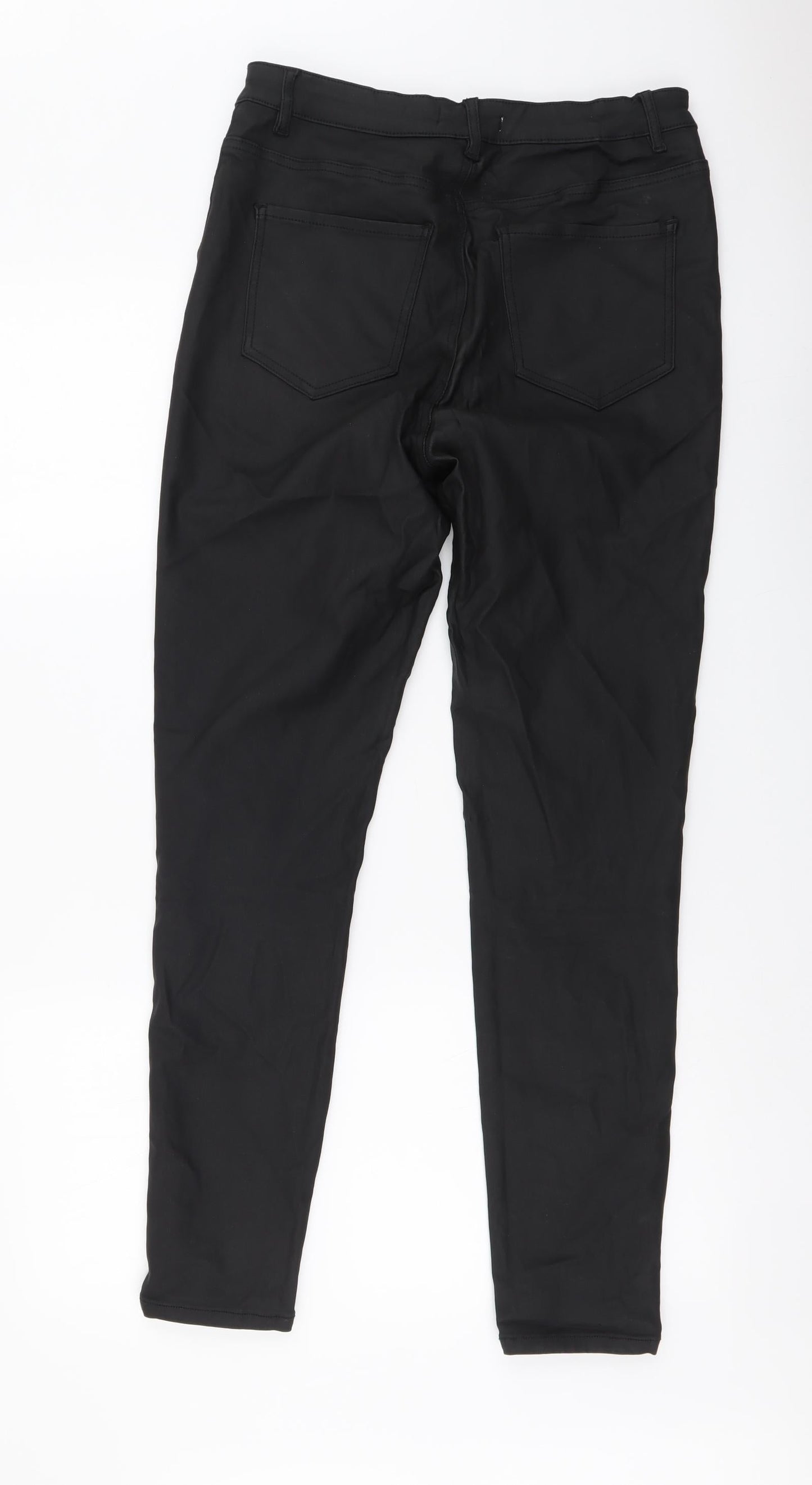 Gallery Womens Black Polyester Trousers Size 14 L28 in Regular Button