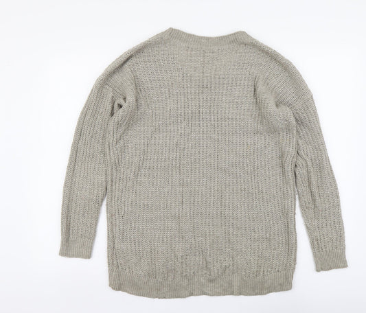 Gap Womens Beige V-Neck Cotton Pullover Jumper Size S