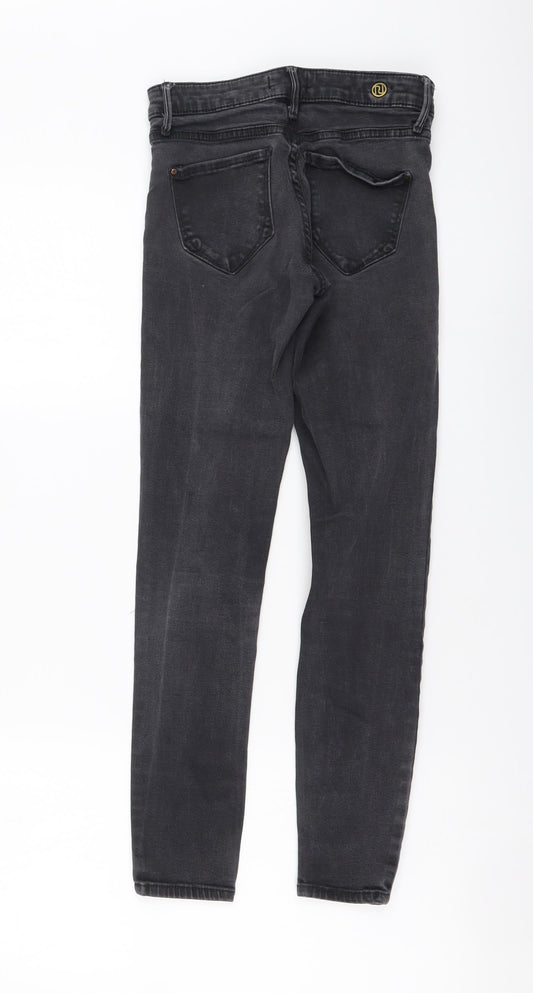 River Island Womens Grey Cotton Skinny Jeans Size 6 L26 in Regular Button