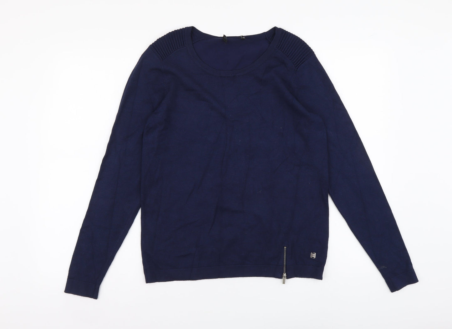 Preworn Womens Blue Round Neck Viscose Pullover Jumper Size 8