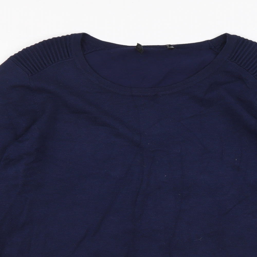 Preworn Womens Blue Round Neck Viscose Pullover Jumper Size 8
