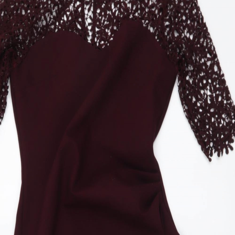 Apricot Womens Red Polyester Bodycon Size 10 Round Neck Zip