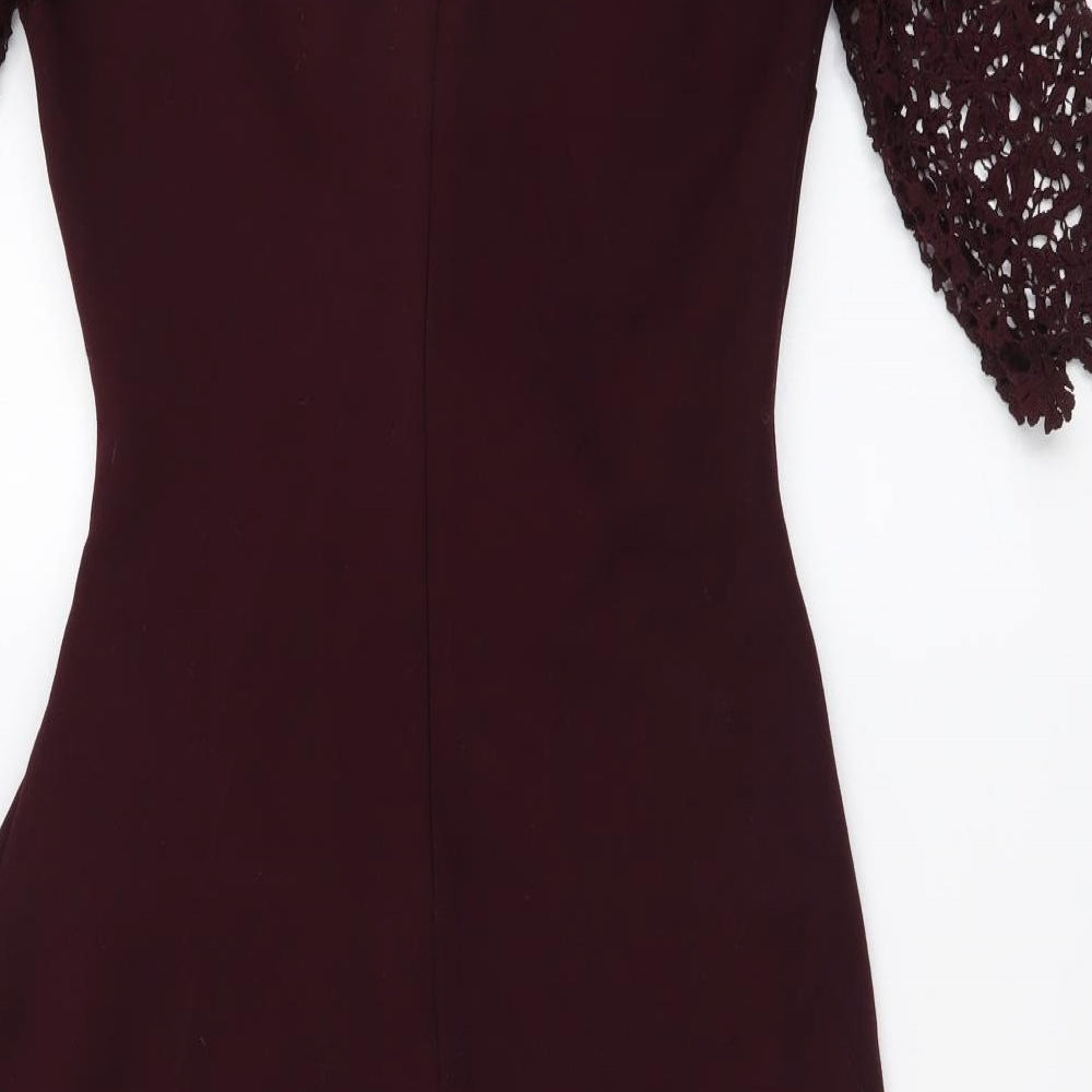 Apricot Womens Red Polyester Bodycon Size 10 Round Neck Zip