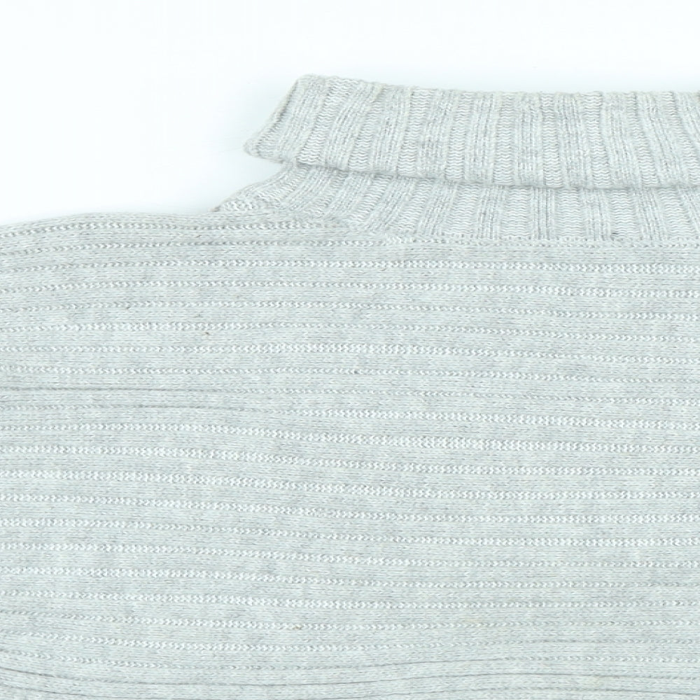 New Look Womens Grey Roll Neck Acrylic Pullover Jumper Size S - Cropped