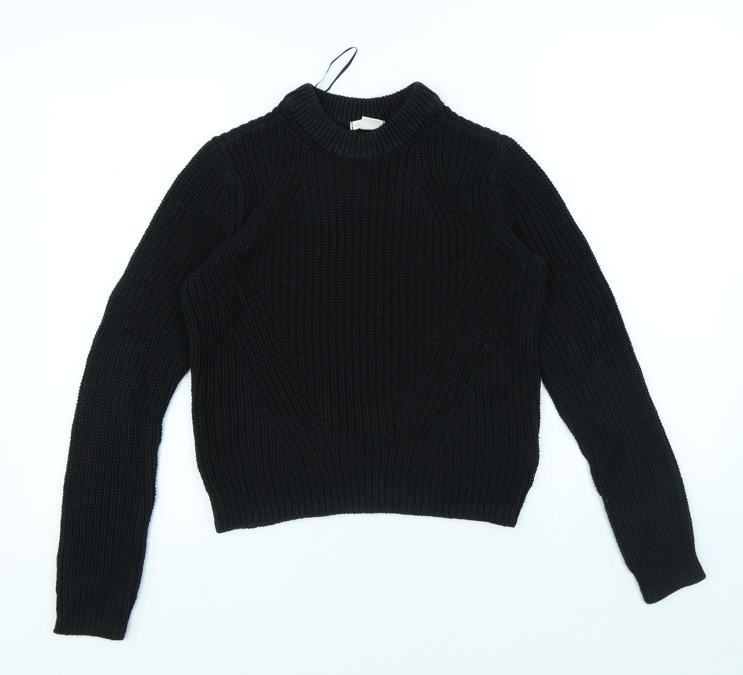 H&M Womens Black Round Neck Cotton Pullover Jumper Size XS
