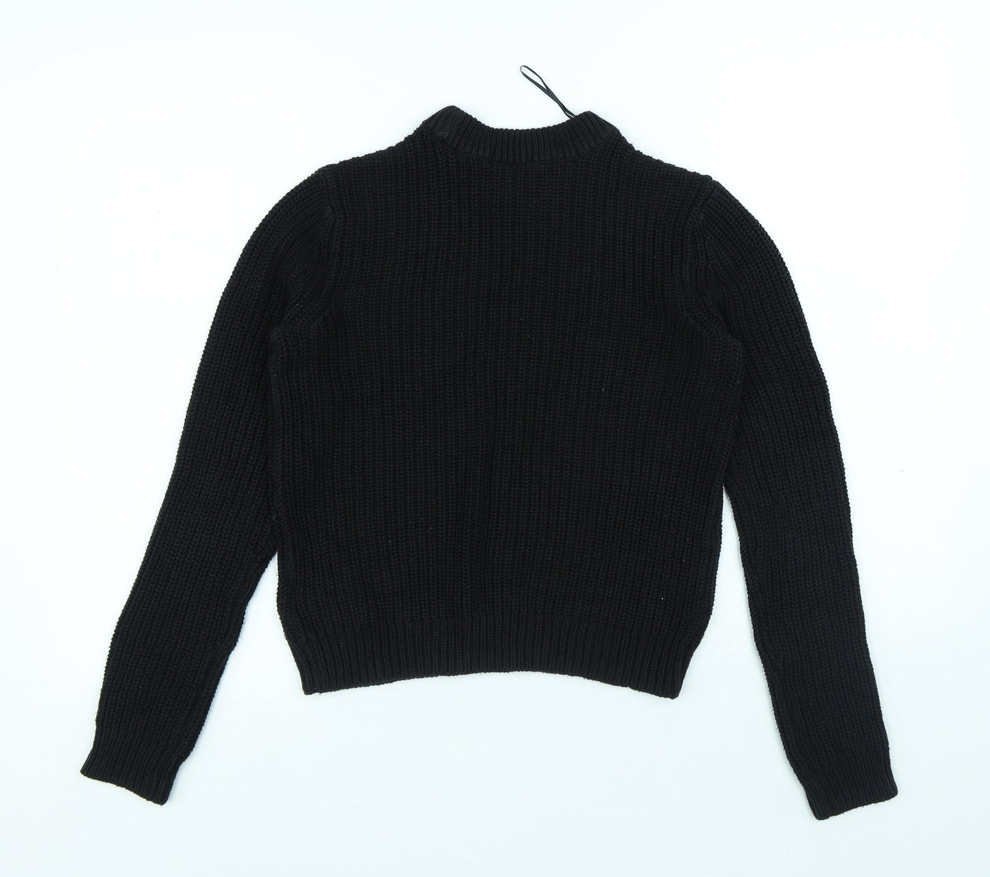 H&M Womens Black Round Neck Cotton Pullover Jumper Size XS