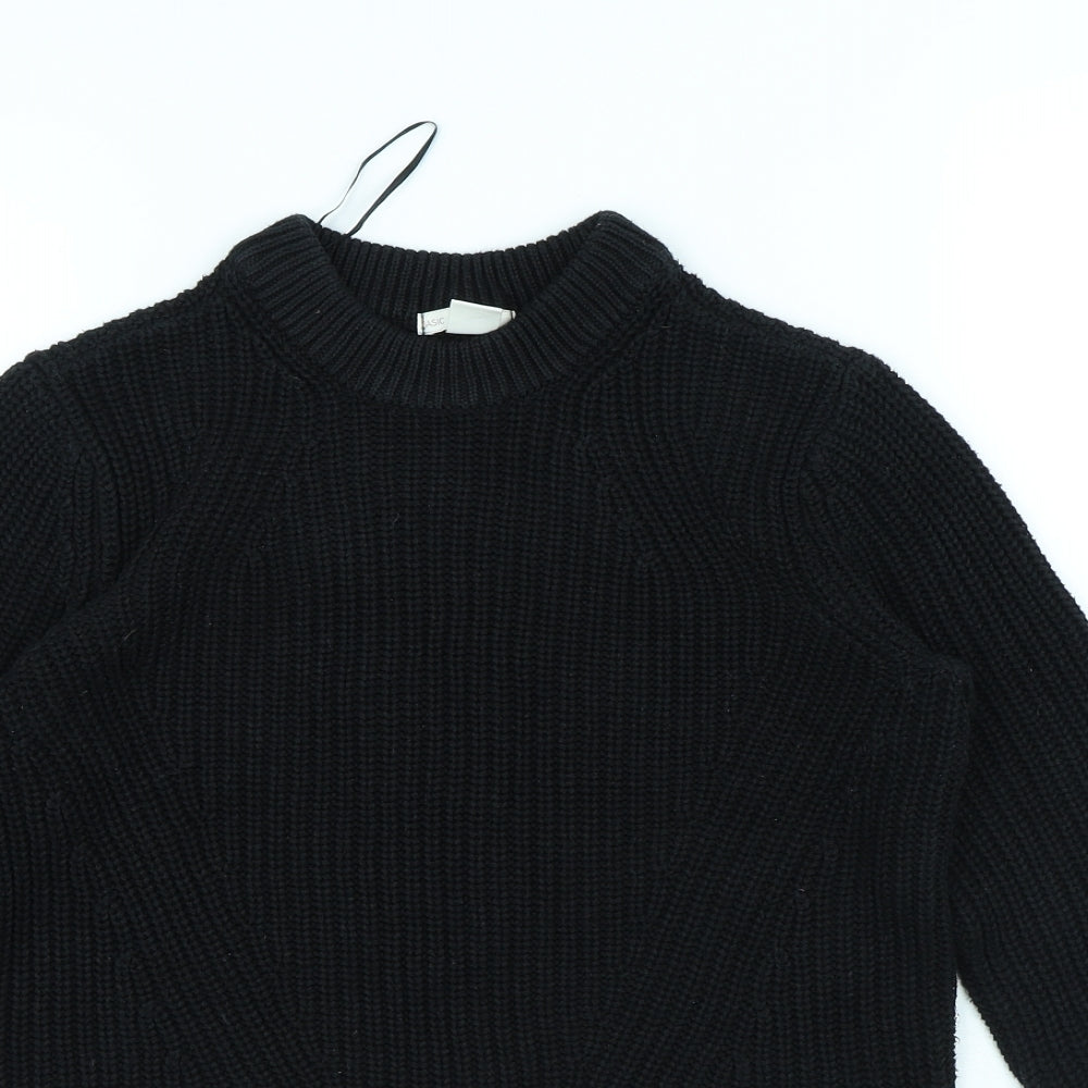 H&M Womens Black Round Neck Cotton Pullover Jumper Size XS
