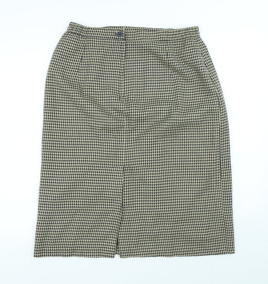 Compliments Womens Beige Geometric Polyester A-Line Skirt Size 18 Button