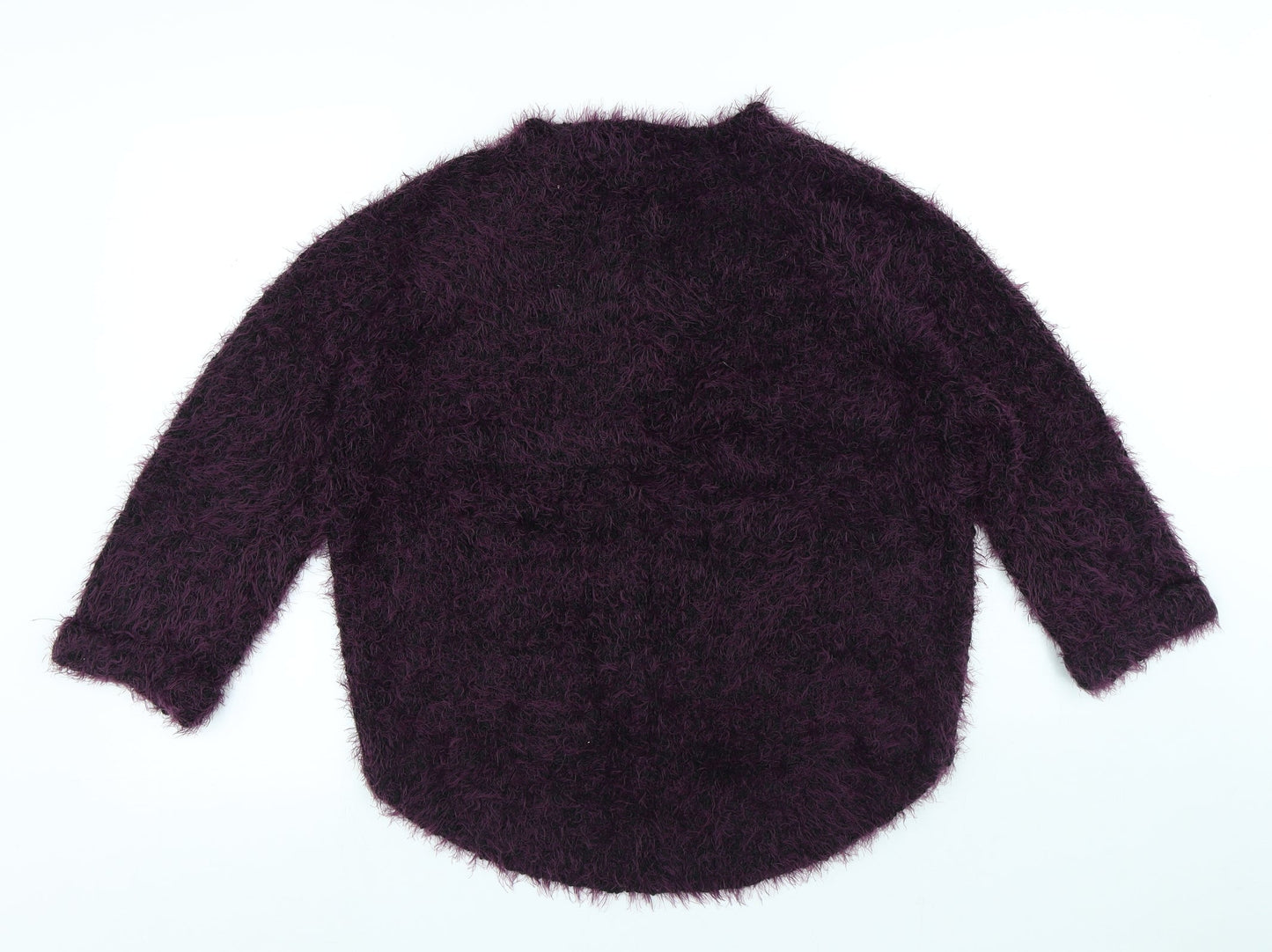 Bonmarché Womens Purple Round Neck Acrylic Pullover Jumper Size M