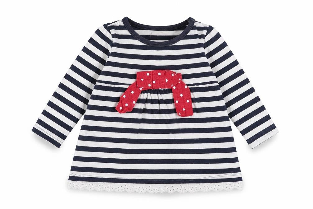 Dunnes Girls Blue Striped Cotton A-Line Size 12-18 Months Crew Neck Pullover