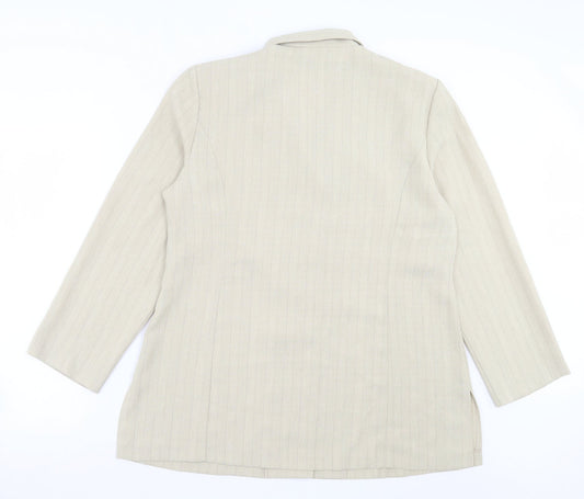 BHS Womens Green Striped Jacket Blazer Size 18 Button