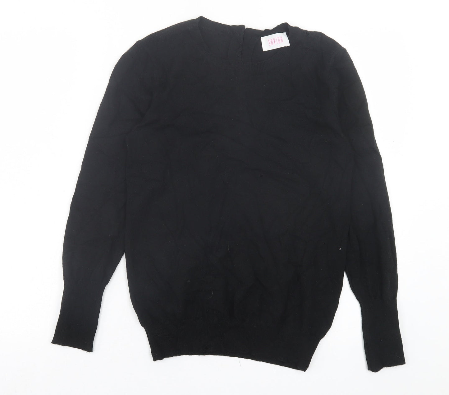 Savida Womens Black Crew Neck Viscose Pullover Jumper Size S