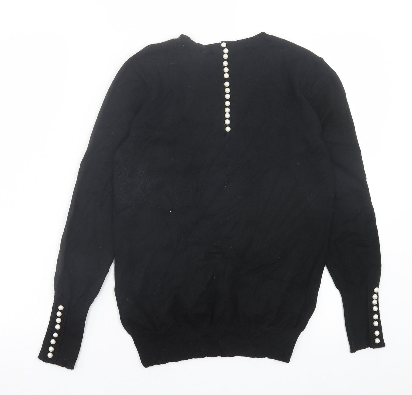 Savida Womens Black Crew Neck Viscose Pullover Jumper Size S