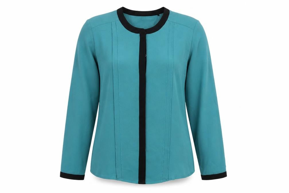 ESPRIT Womens Green Polyester Basic Button-Up Size 8 Crew Neck