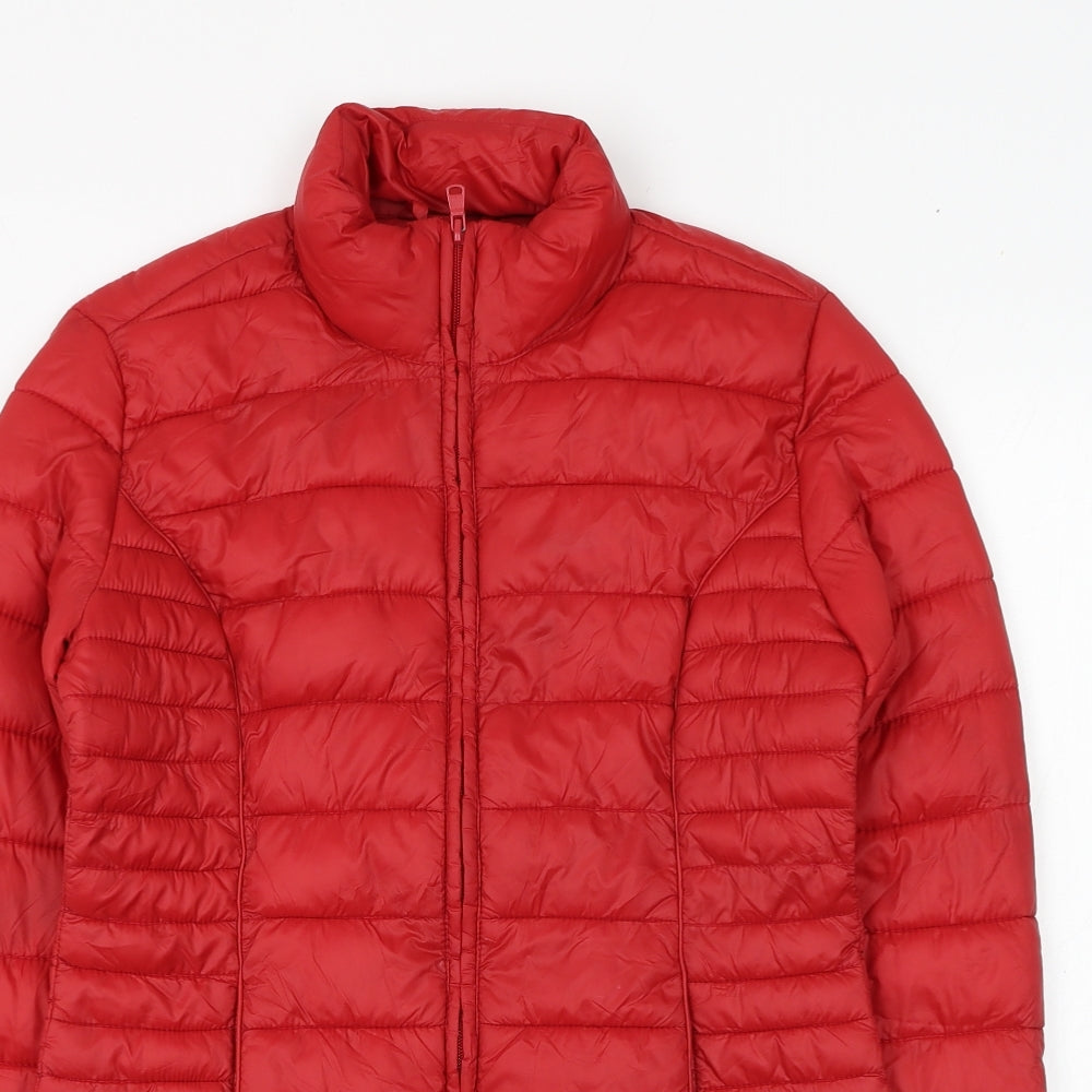Primark Womens Red Puffer Jacket Coat Size 6 Zip