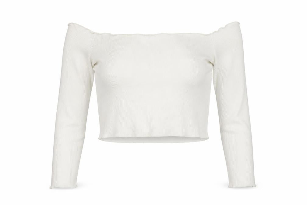 PRETTYLITTLETHING Womens White Polyester Cropped T-Shirt Size 16 Boat Neck