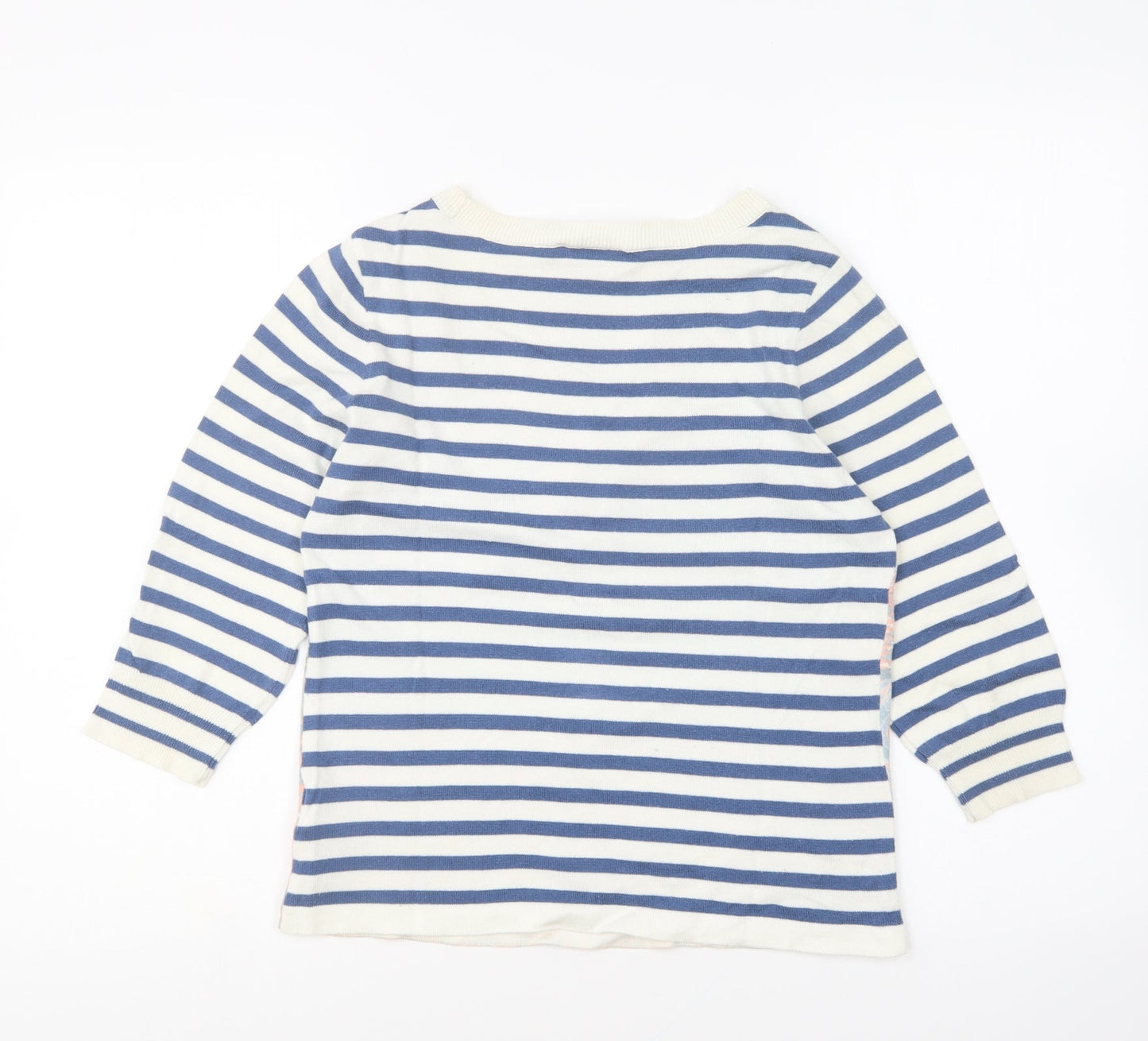 Oui Womens Multicoloured Round Neck Striped Cotton Pullover Jumper Size 10