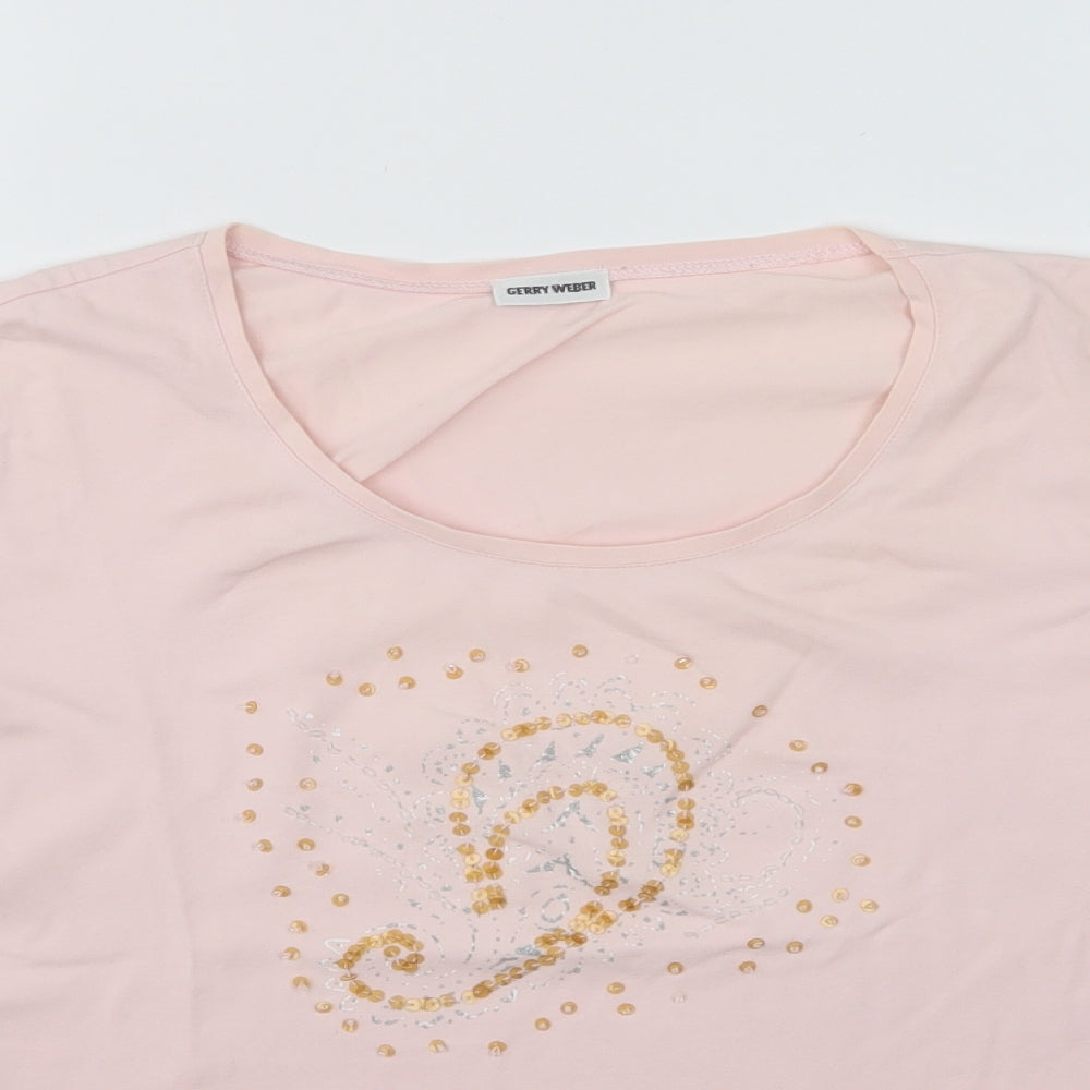 Gerry Weber Womens Pink Polyester Basic T-Shirt Size 12 Round Neck
