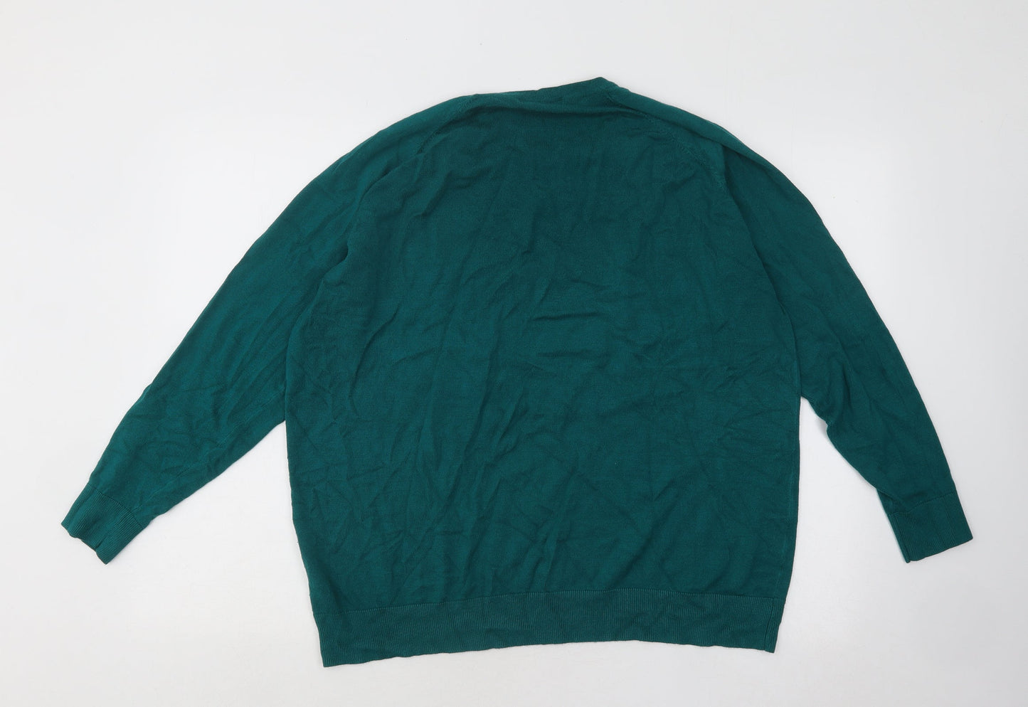 Dunnes Stores Womens Green Round Neck Cotton Pullover Jumper Size 2XL