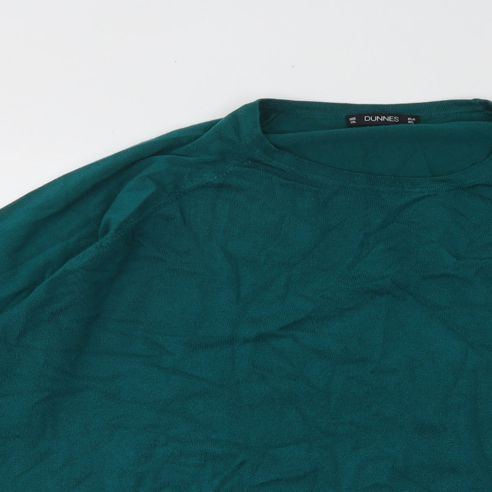 Dunnes Stores Womens Green Round Neck Cotton Pullover Jumper Size 2XL