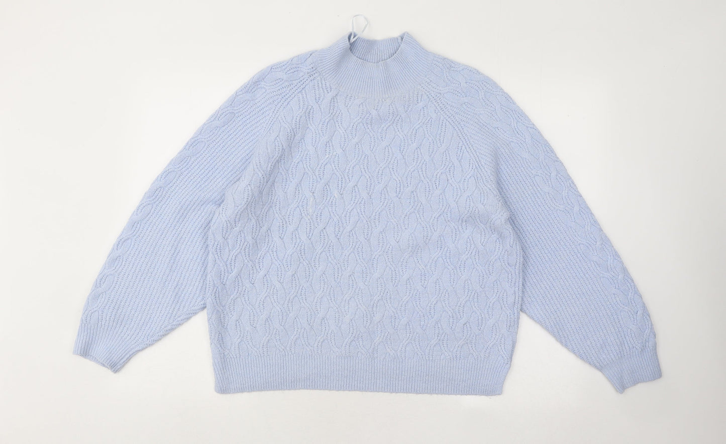 Dunnes Stores Womens Blue Mock Neck Geometric Acrylic Pullover Jumper Size M