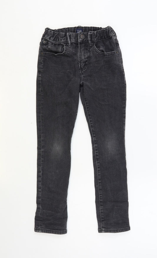 Gap Girls Grey Cotton Skinny Jeans Size 8 Years Regular Button