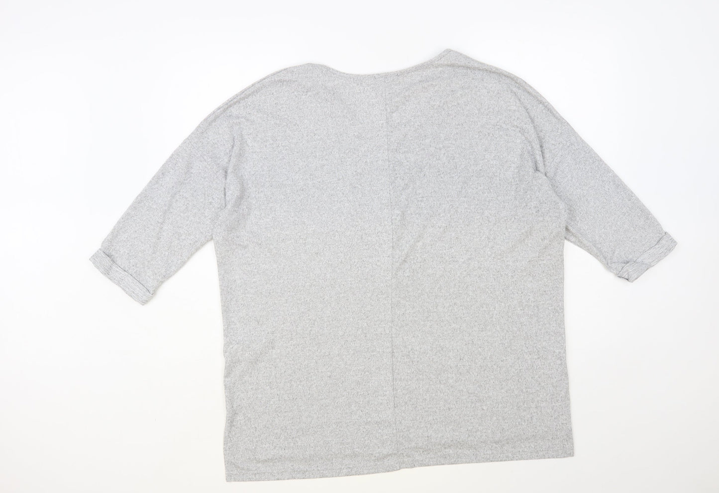 New Look Womens Grey V-Neck Polyester Pullover Jumper Size M