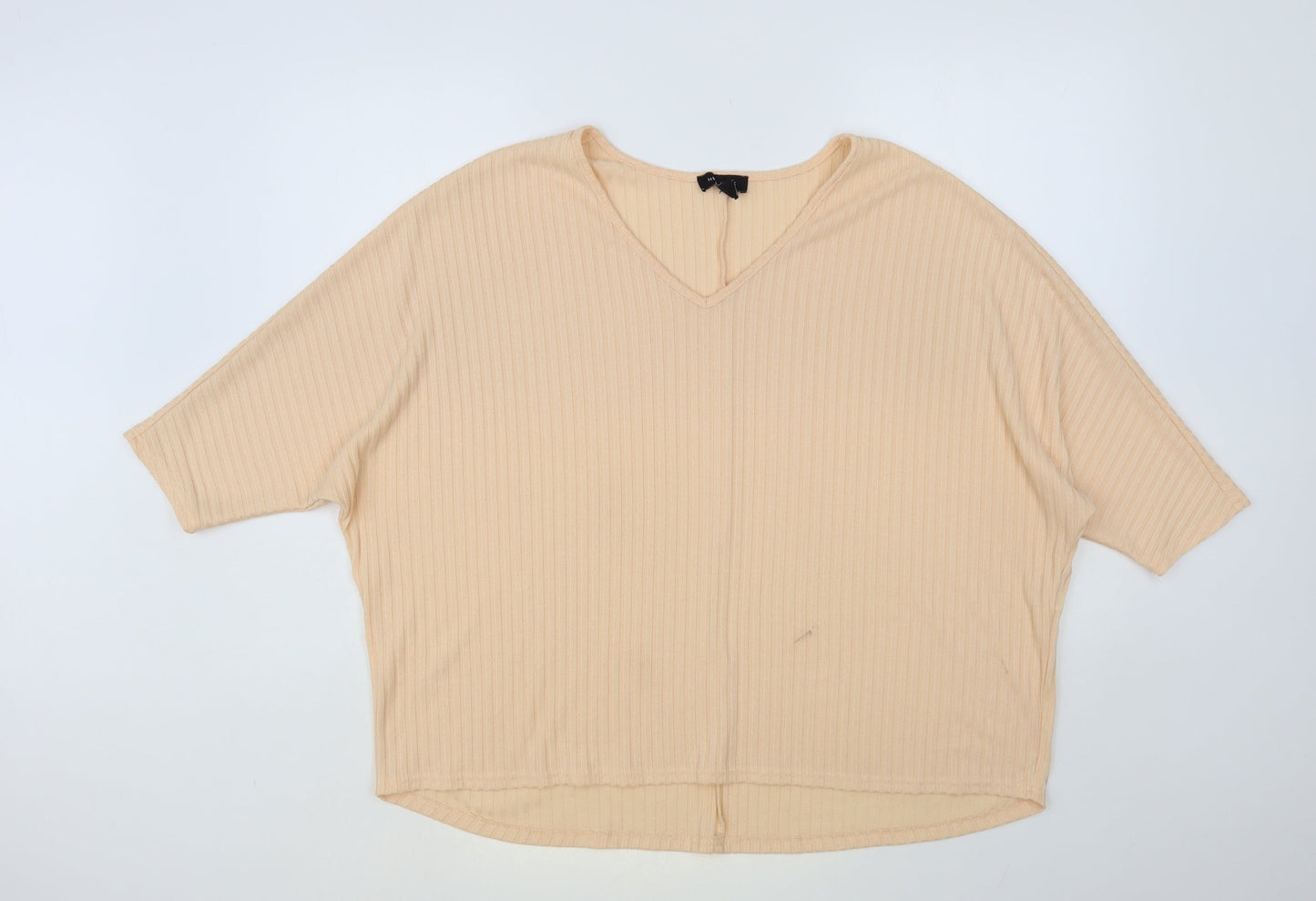 New Look Womens Orange V-Neck Polyester Pullover Jumper Size M