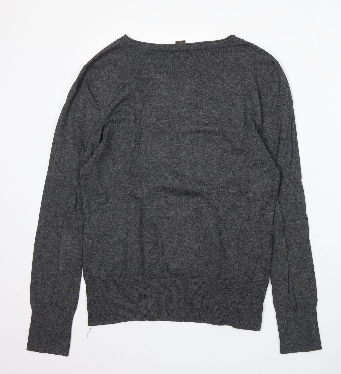 Selection Womens Grey V-Neck Acrylic Pullover Jumper Size 14
