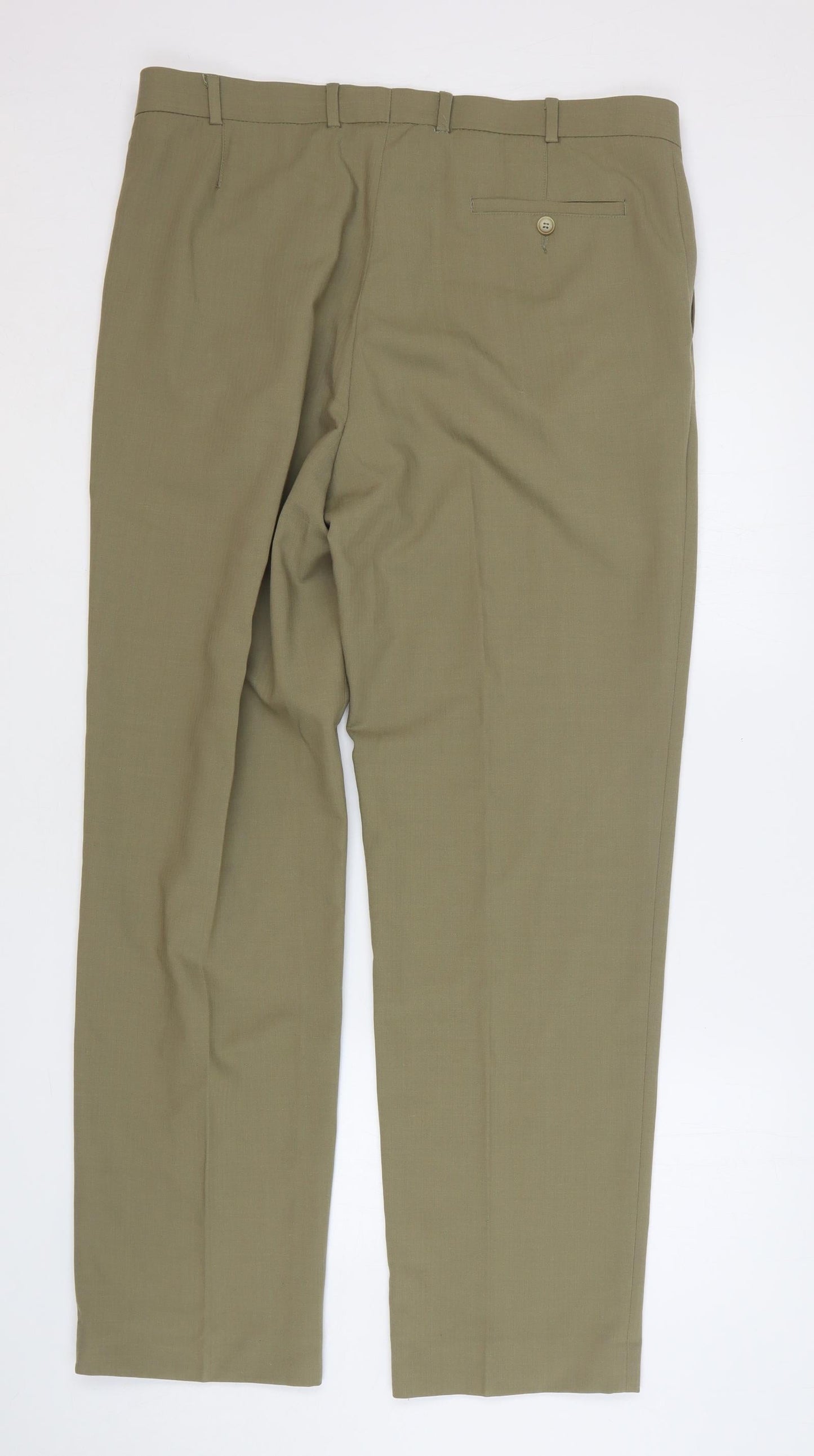 Marks and Spencer Womens Green Polyester Trousers Size 38 L34 in Regular Button