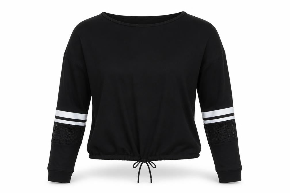 New Look Womens Black Polyester Pullover Sweatshirt Size L Drawstring