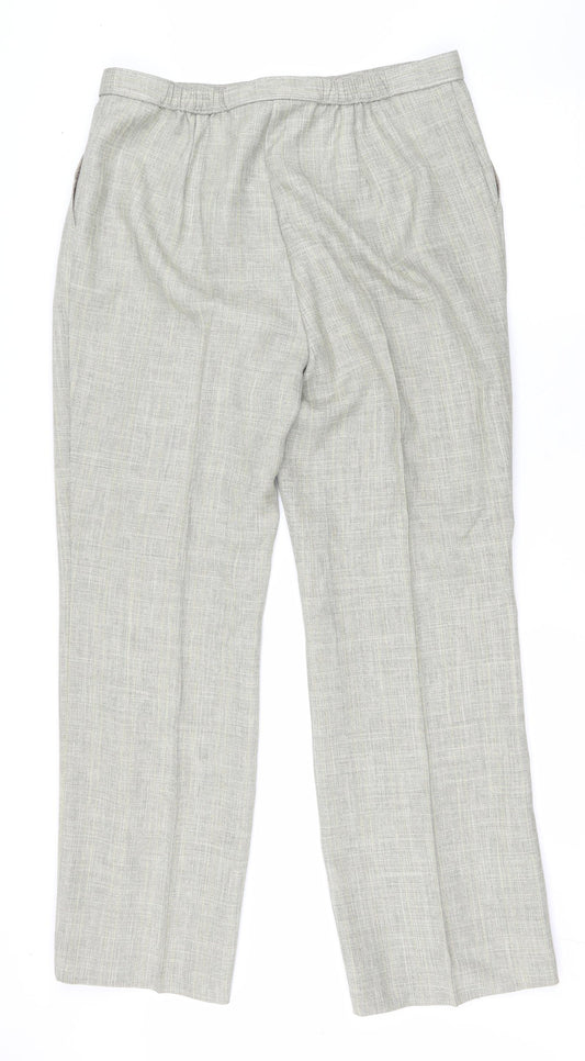 Marks and Spencer Womens Green Plaid Polyester Trousers Size 16 L30 in Regular Zip