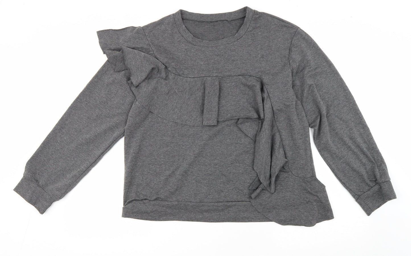 Preworn Womens Grey Polyester Basic T-Shirt Size M Round Neck