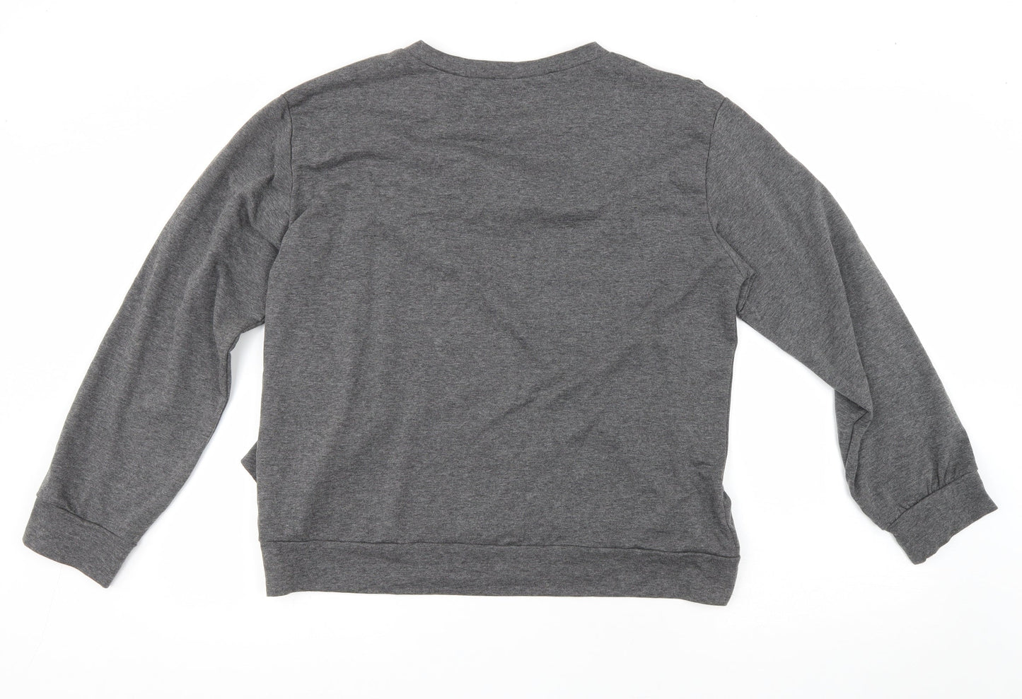 Preworn Womens Grey Polyester Basic T-Shirt Size M Round Neck