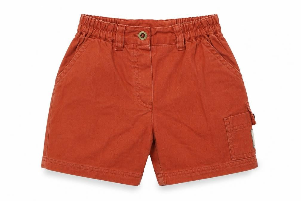 playdays Boys Orange 100% Cotton Cropped Trousers Size 18-24 Months Button - Logo print
