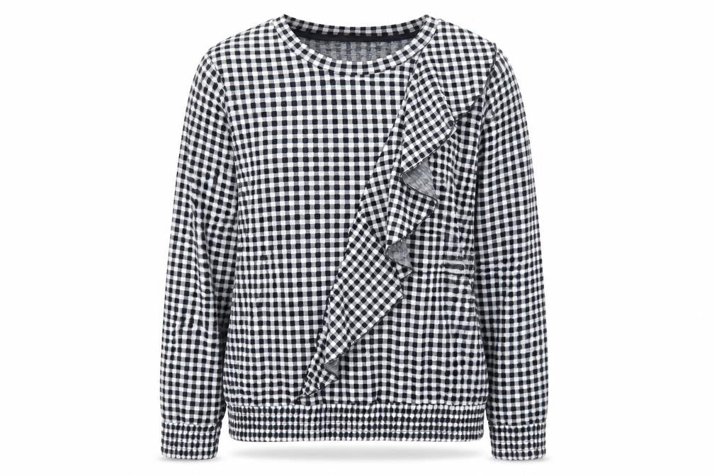 Savida Womens Black Check Polyester Pullover Sweatshirt Size M Pullover