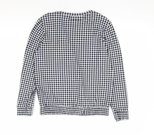 Savida Womens Black Check Polyester Pullover Sweatshirt Size M Pullover